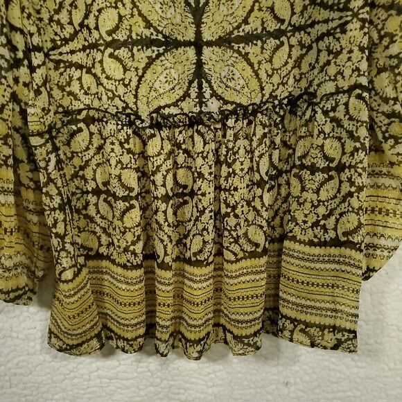 Rose + Olive Bohemian Look 3/4 Sleeves Flowy Shimmer Size L - Picture 10 of 16
